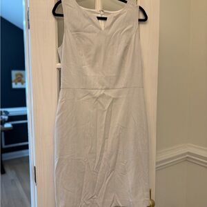 Talbots Light Gray Sleeveless Midi Sheath Dress with V-Notch